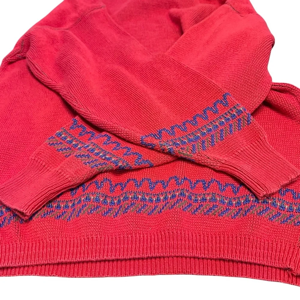 Vintage Koret Bird Novelty Sweater Red Graphic Knit Made‎ in USA Large